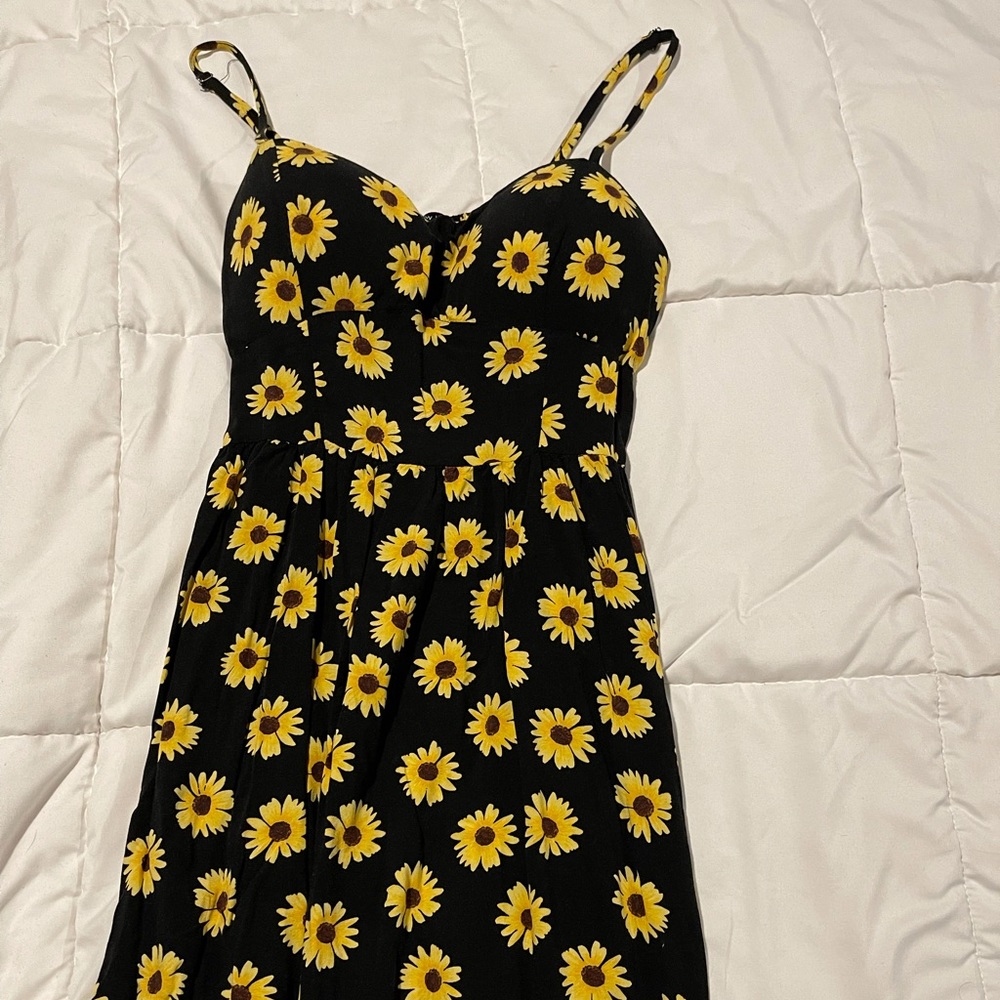 Black sunflower sundress